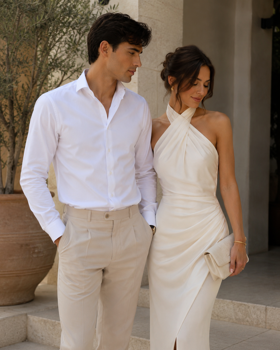 Dress code sample in classic white and beige